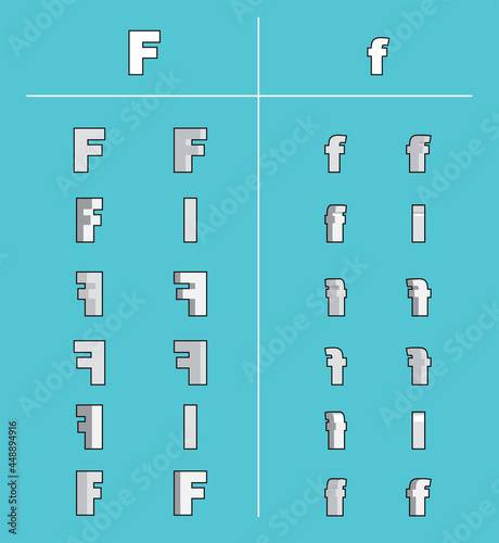 3D Animation Capital Letters Lower Case F