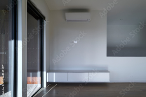 Space for wall mounting a TV in an empty brand new home