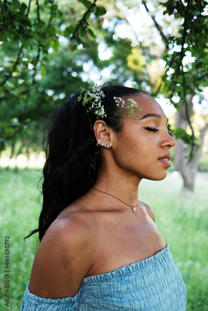 Woman with flowers in hair
