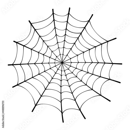 Hand-drawn spider web on a white background.