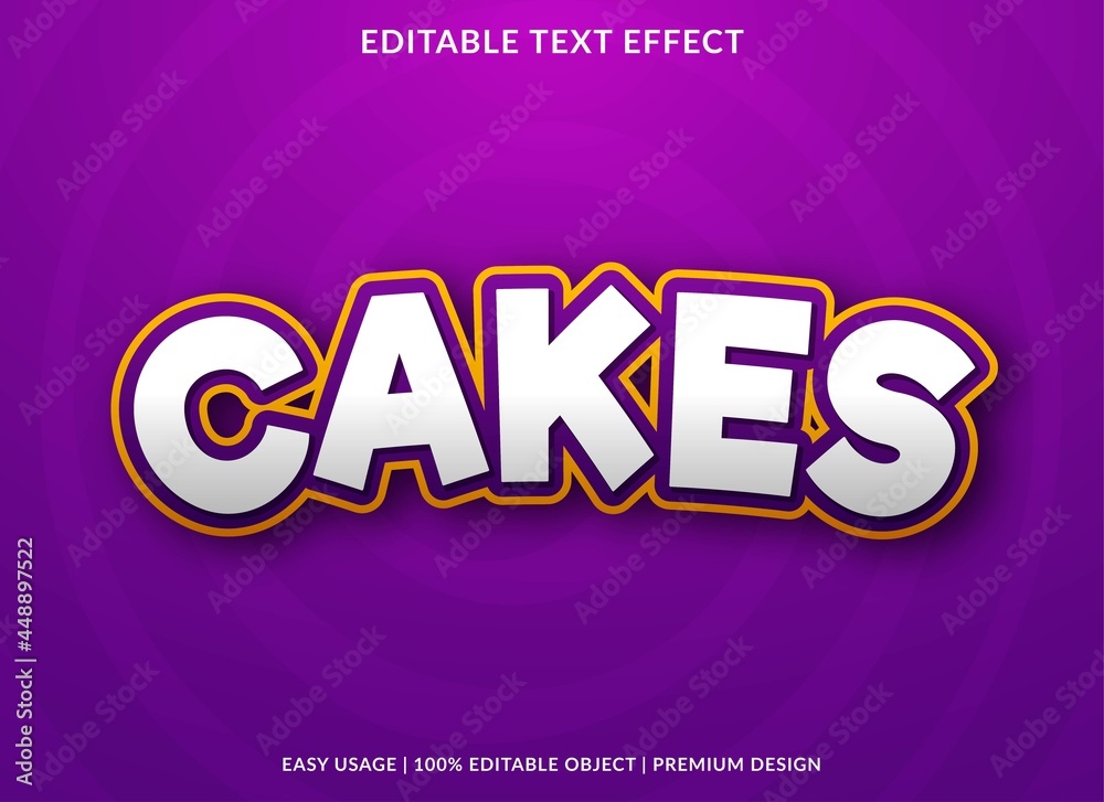 cakes text effect editable template with abstract style use for business brand and logo