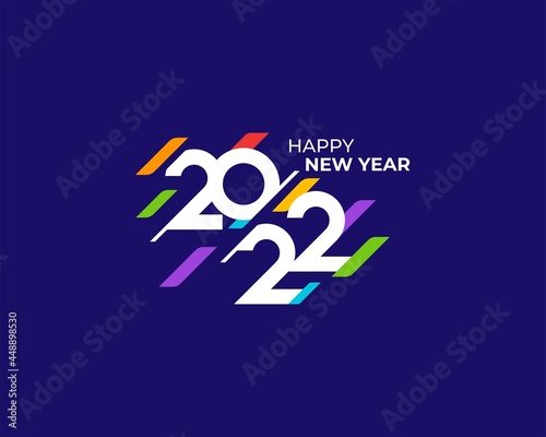 Celebrate Happy New Year 2022 Greeting banner logo illustration, Colorful 2022 new year vector