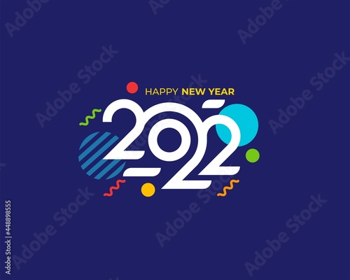 Celebrate Happy New Year 2022 Greeting banner logo illustration, Colorful 2022 new year vector