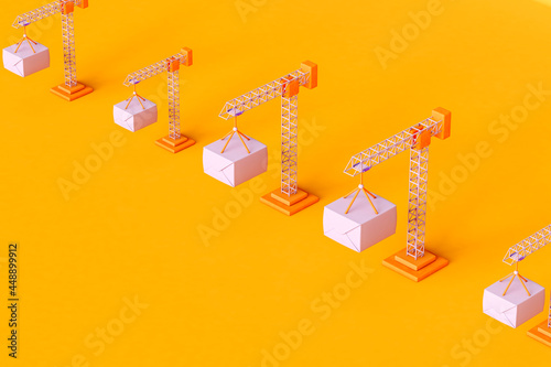 Tower crane on orange background photo