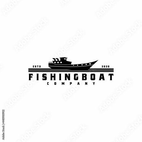 Commercial Fishing Boat Side View Isolated Icon, Sea or Ocean Transportation, Marine Ship for Industrial Seafood Production Vector Illustration in Flat Style