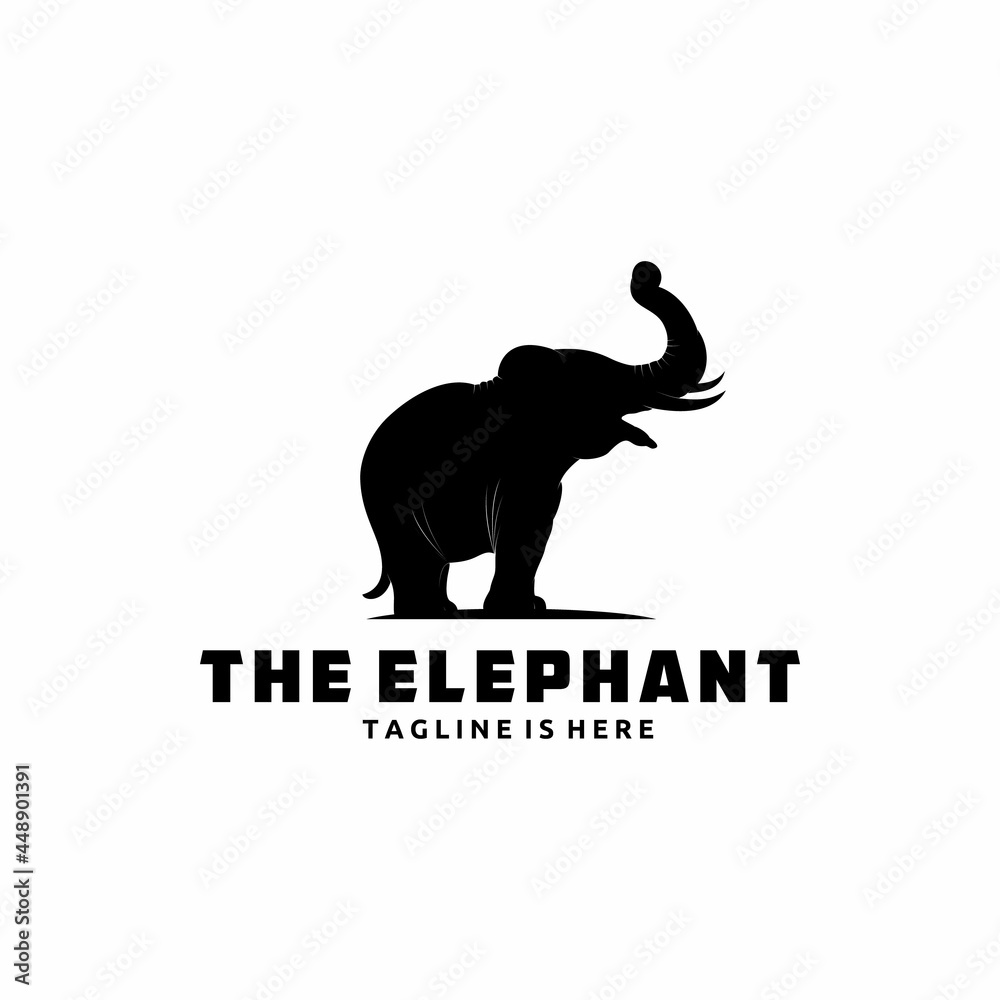 Silhouette Elephant Logo Icon Design
