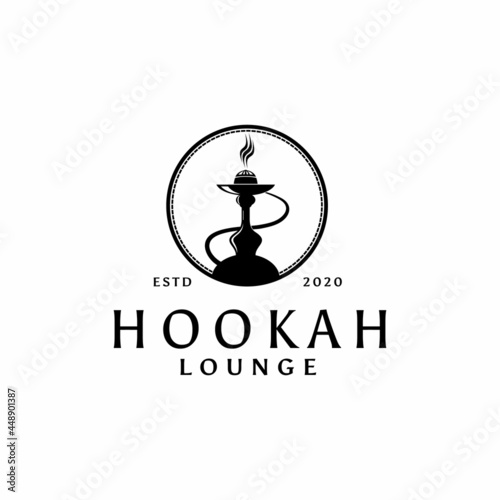 Hookah Shisha Smoking Pipe Minimal Flat Logo Template for Cafe, Shop, Club, Lounge
