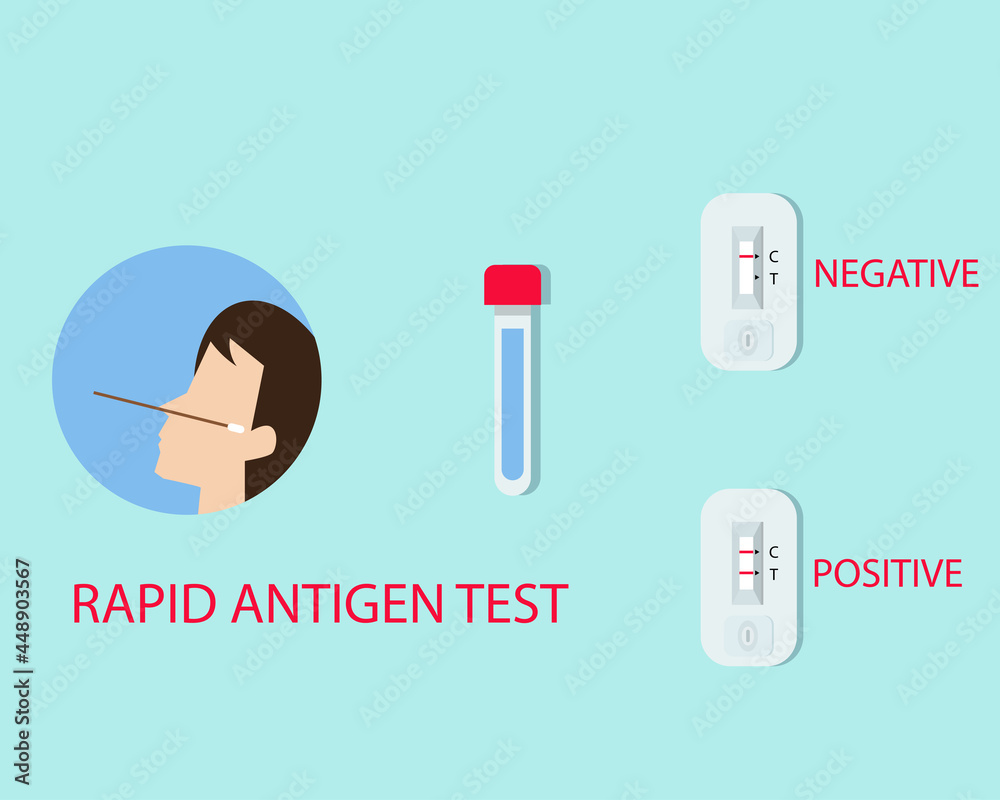 Rapid Antigen Test Kit concept. Covid19 crisis. Cartoon vector style