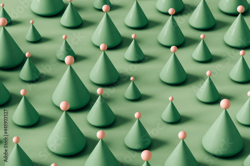 pattern of green cones with a pink spheres photo