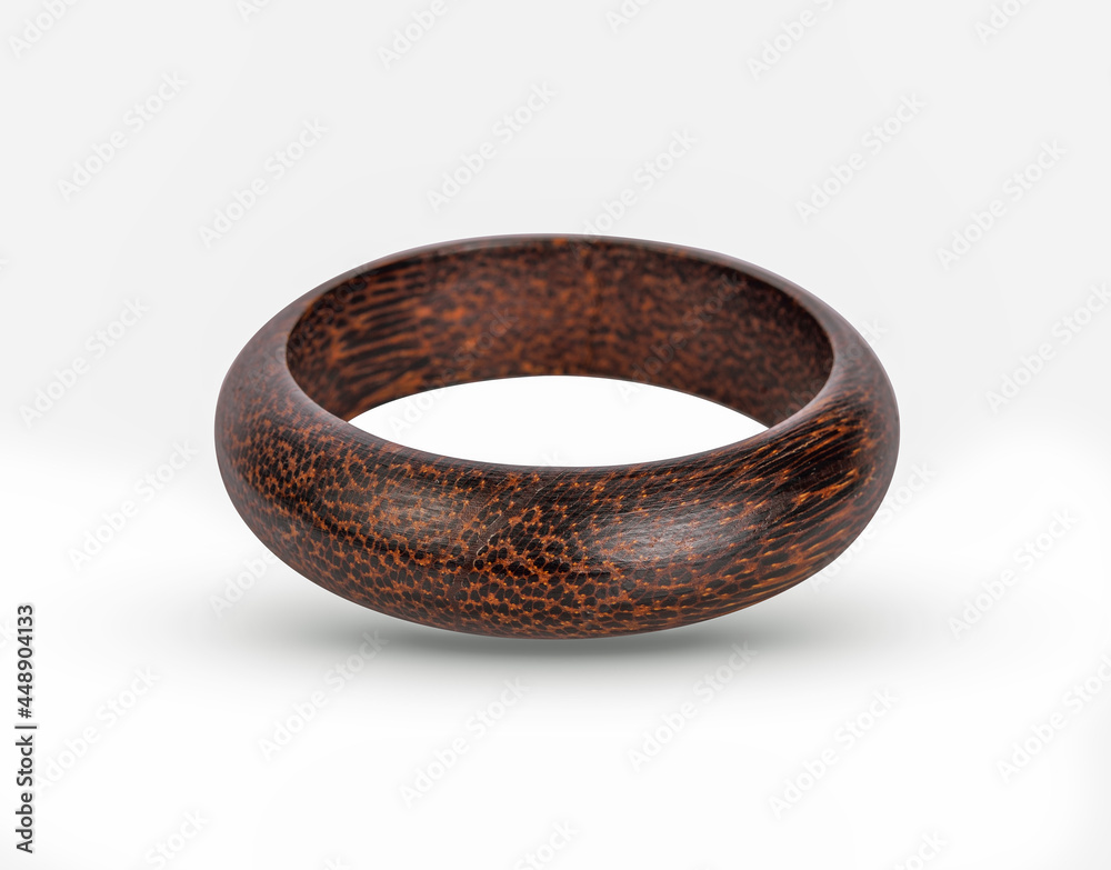 Wooden round bracelet isolated on a white background Wooden round bracelet isolated on a white background