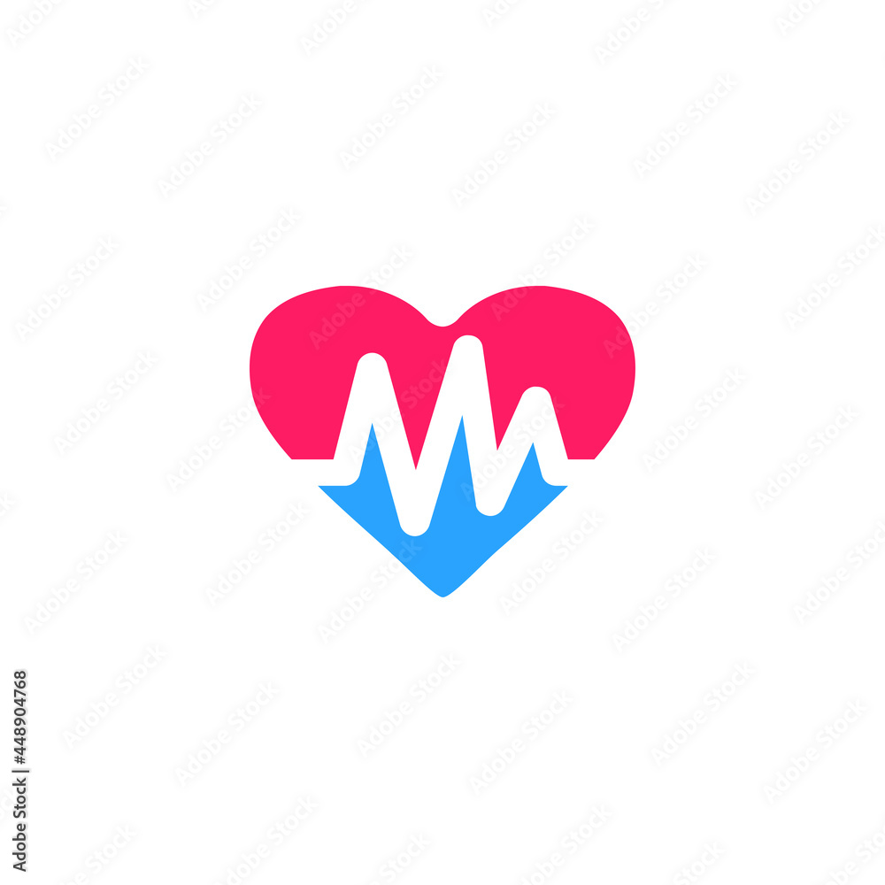 heart and heartbeart symbol, medical Elegant Luxury logo design inspiration
