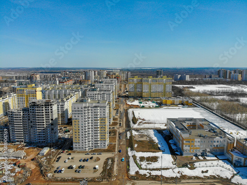 Aerial view of Sovremennaya Street in Spring (Kirov, Russia) photo