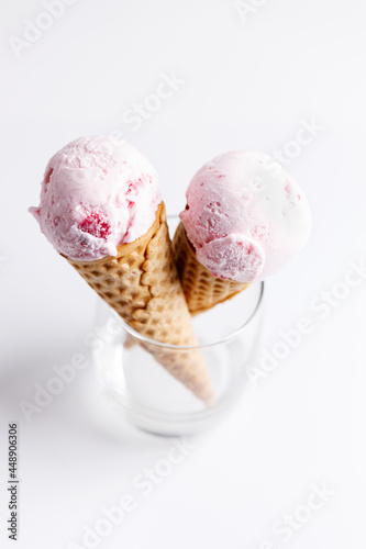 Ice cream scoops in cones