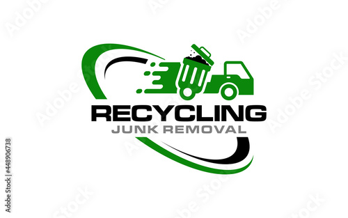 Illustration vector graphic of junk removal solution services logo design template