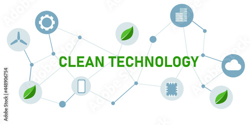 clean technology concept of green tech leaf gear chip smartphone server and cloud eco friendly innovation