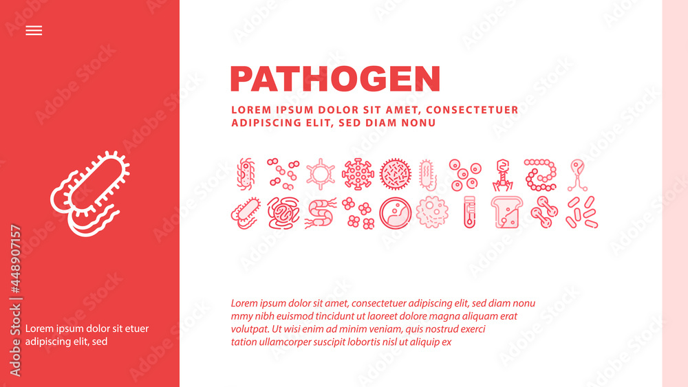 Fototapeta premium Dog Shop Accessories Landing Web Page Header Banner Template Vector. Dog Sonic Collar And Leash, Booth And Carrier Cage, Shampoo And Brush, Bone Toy And Food Illustration