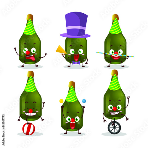 Cartoon character of champagne with various circus shows. Vector illustration