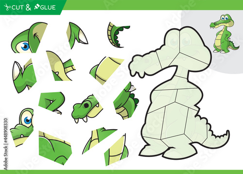 Aligator jigsaw puzzle education game for kids