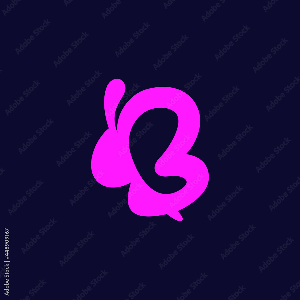Flat cute fun letter B butterfly logo Flat cute fun letter B butterfly logo