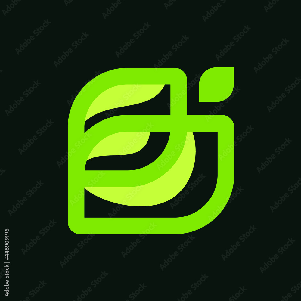 Obraz premium Abstract Flat green Letter B fruit logo