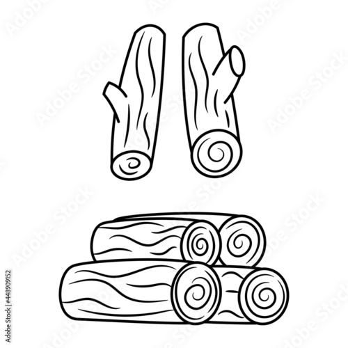 Wood Logs collection vector illustration with simple hand drawn sketching style 