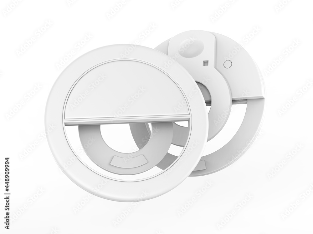 Blank mobile clip on selfie ring light template, 3d render illustration. Blank mobile clip on selfie ring light template, 3d render illustration.