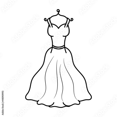Girl Wedding dress vector illustration with simple hand drawn sketching style