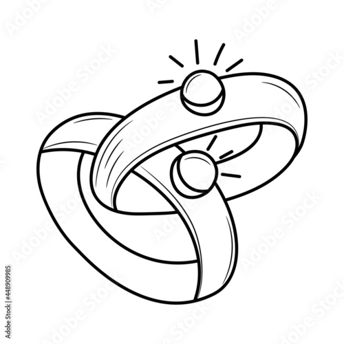 Wedding rings marriage vector illustration with simple hand drawn sketching style