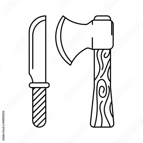 Knife and hammer vector illustration with simple hand drawn sketching style