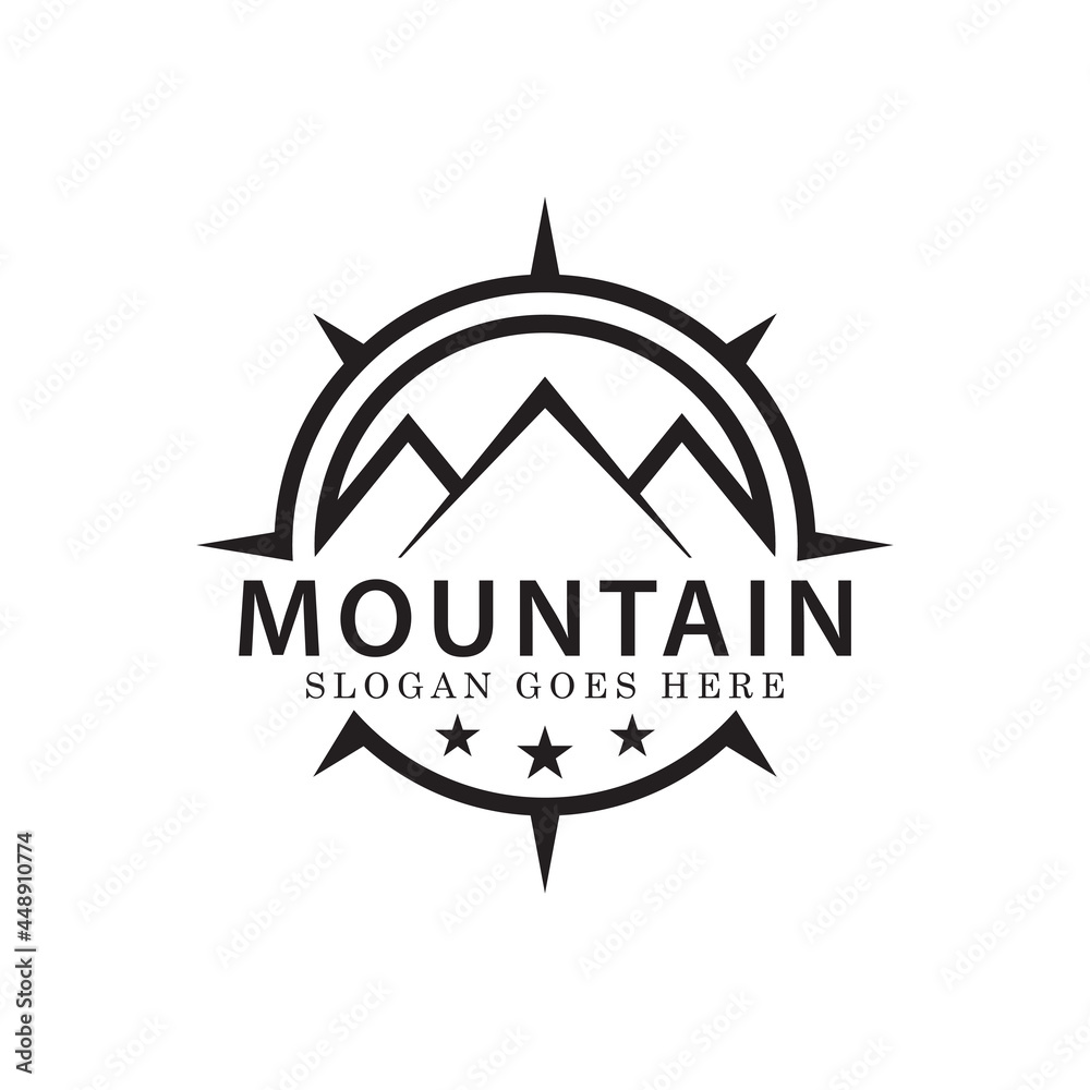 simple Compass and line mountain for travel or adventure logo design vector template simple Compass and line mountain for travel or adventure logo design vector template