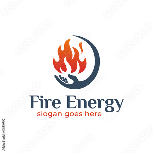 fire energy positive with hand care your life logo design