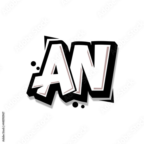 Simple Initial Logo Lettering Cartoon Grafity Black and White AN
