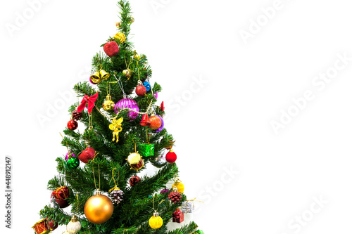 Beautiful Christmas Tree with Decorations ornament gift and colour ball.
