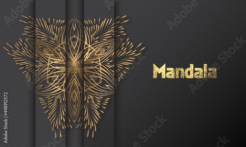 Mandala design mandala vector round luxury design golden brush text. photo