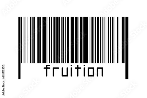 Fotografie Barcode on white background with inscription fruition below