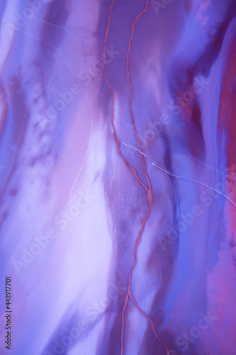 Artistic bright splash. Liquid artwork. Purple marble texture. Abstract ethereal swirl. Contemporary art. Abstract art background. Multicolored bright texture. Sophisticated illustration.