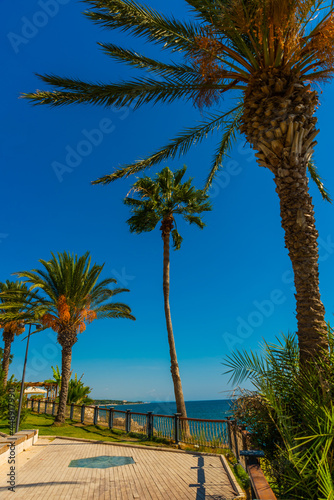 SIDE, TURKEY: View from the promenade in the city of Side to the Mediterranean Sea. © Anna ART
