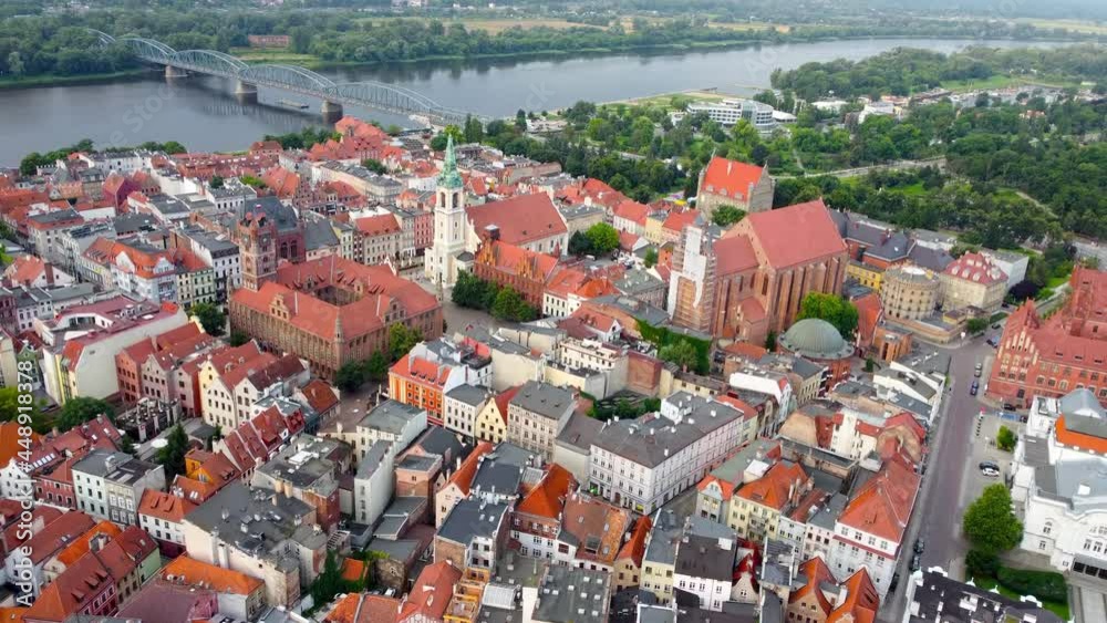 Aerial view of old town of Torun, Poland. Aerial view of old town of Torun, Poland.