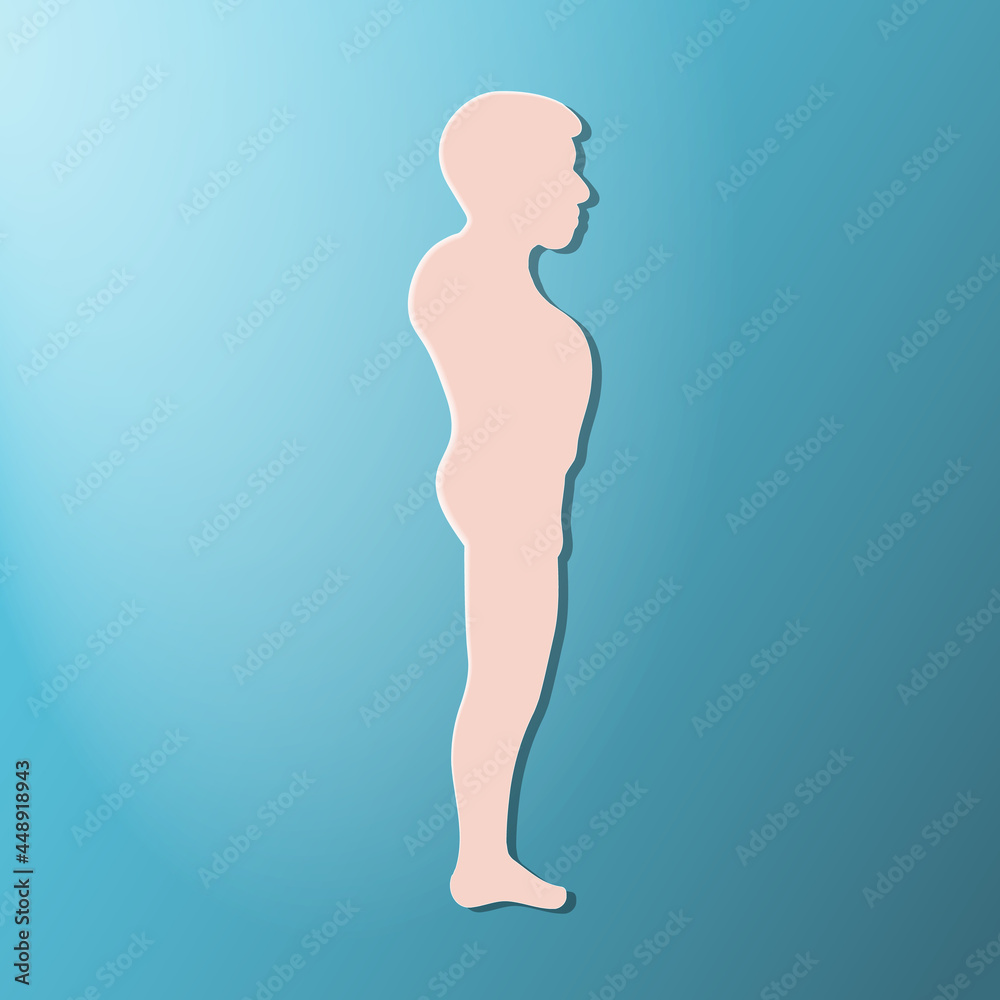 Fototapeta premium Acromegalia, acromegaly. Neuroendocrine disease. Pituitary gland disease. Silhouette of man, boy isolated. Vector illustration. EPS10.