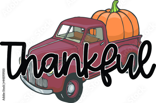 red 1940s classic autumn truck | thankful