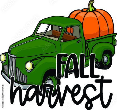 green 1940s classic autumn truck | fall harvest