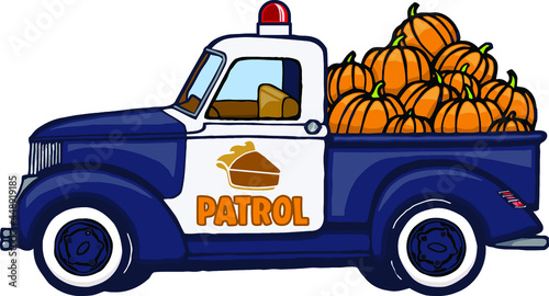 funny 1950s police truck | pumpkin pie patrol