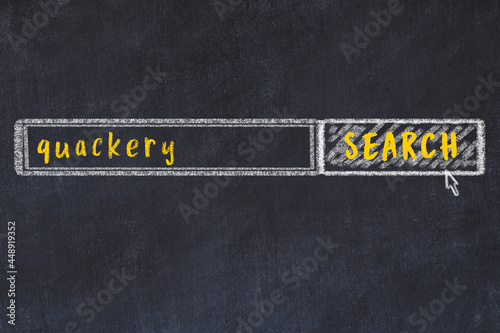 Obraz na plátne Chalk drawing of search engine and inscription on black chalkboard
