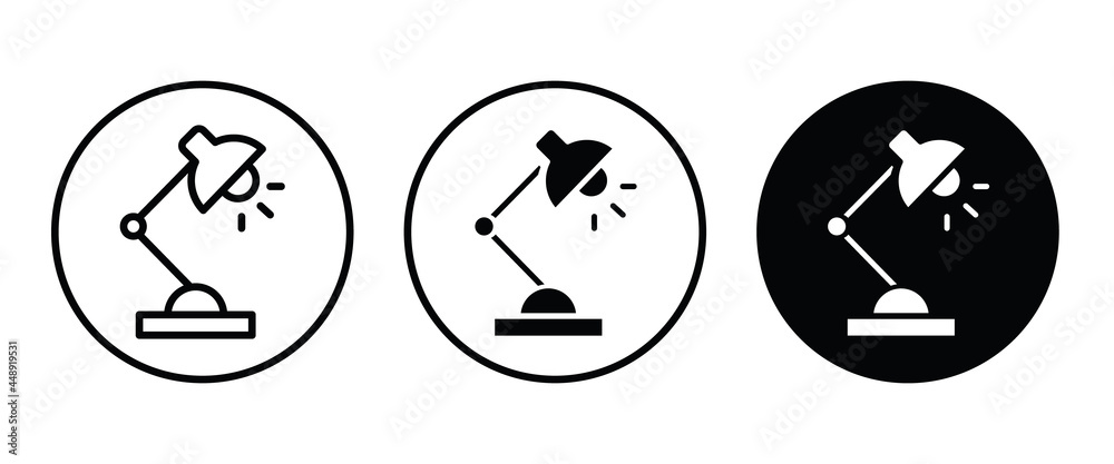 Table office lamp. Desktop electric icons button, vector, sign, symbol, logo, illustration, editable stroke, flat design style isolated on white