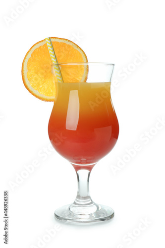 Glass of summer cocktail isolated on white background