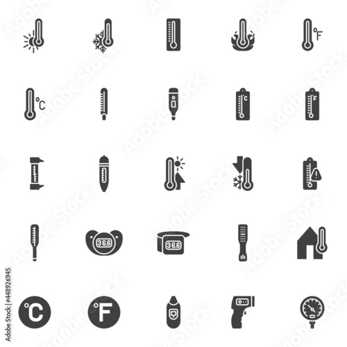 Thermometer temperature vector icons set