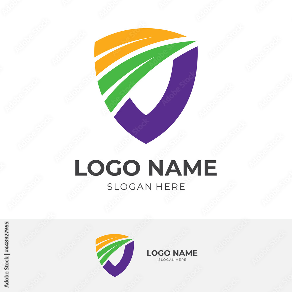 Obraz premium shield logo vector with flat colorful style