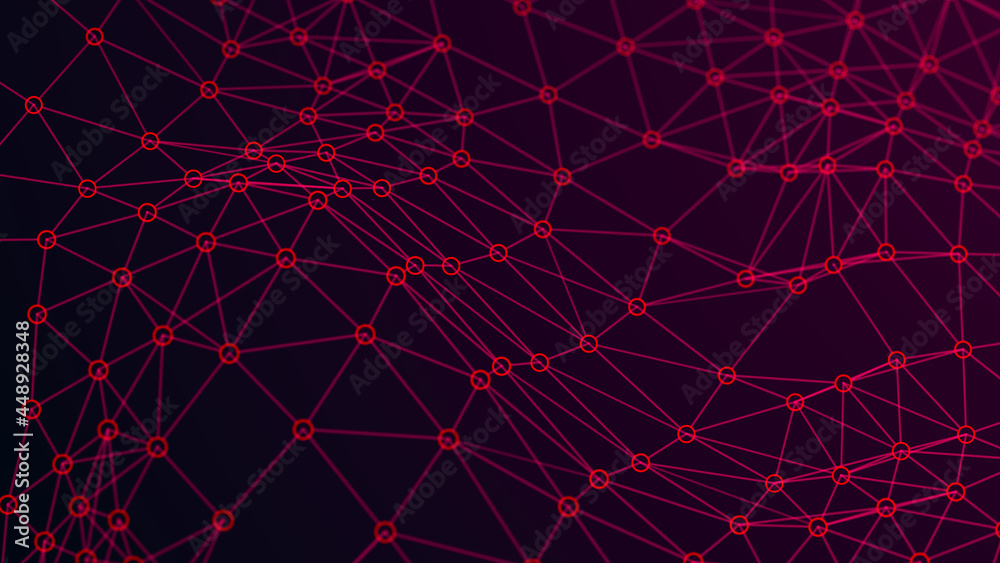Structure of connected lines and dots. Wireframe polygonal elements on a dark background. Science and technology. 3d Structure of connected lines and dots. Wireframe polygonal elements on a dark background. Science and technology. 3d