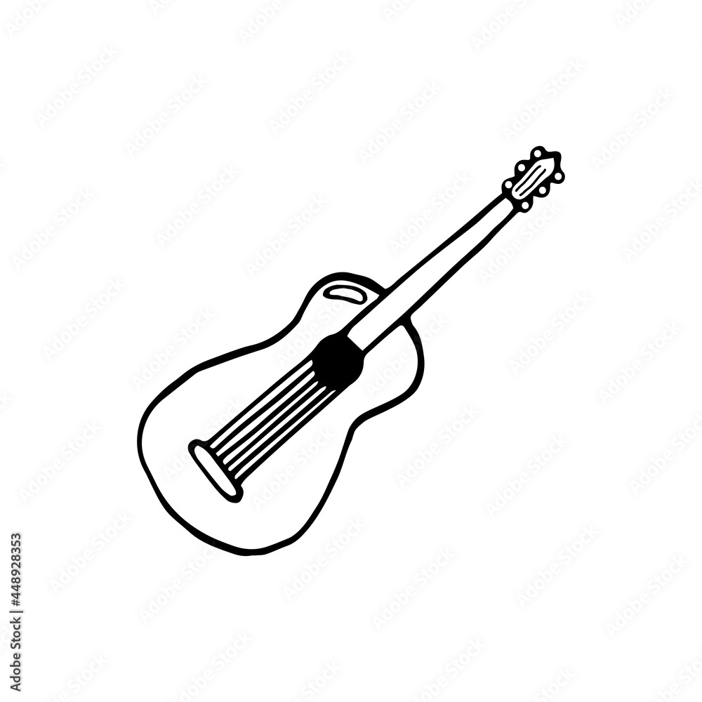 Guitar - Hand drawn doodle vector icon, isolated on white background Guitar - Hand drawn doodle vector icon, isolated on white background