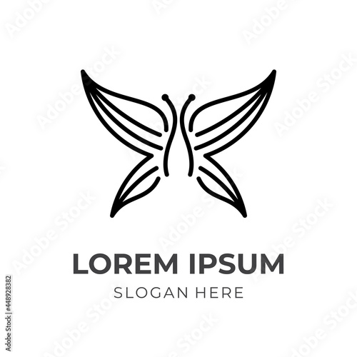 Free Download simple butterfly logo concept with line black color style - GFXLoad